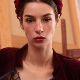 Cerchietto "Camille" Intrecciato in Suede Borgogna