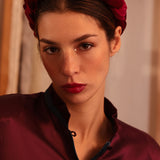 Cerchietto "Camille" Intrecciato in Suede Borgogna