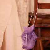 Borsa "Caramella" in Organza Glicine con Piume