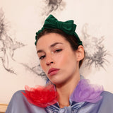 Cerchietto "Colette" con Fiocco in Suede Meraldo