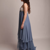 Abito con Corsetto Celeste Nube e Chiffon