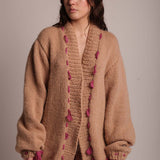 Maglione Oversize Beige con Pizzo