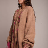 Maglione Oversize Beige con Pizzo