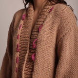 Maglione Oversize Beige con Pizzo