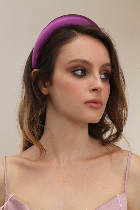 Purple silk padded headband