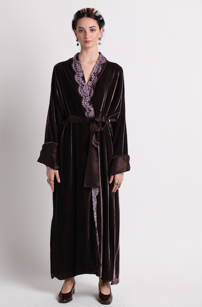 Velvet Kimono with Lace