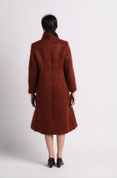 Tobacco mohair and wool coat